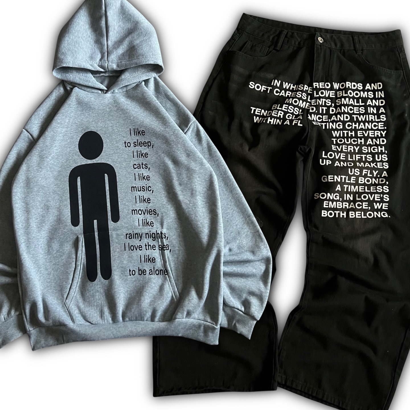 Street Fashion Hip Hop - กางเกงยีนส์ลายอเมริกัน Y2K เสื้อฮู้ดดี้ผู้ชาย ชุดสตรีทแวร์สไตล์โกธิค ฮาราจูกุ ฮิปฮอป