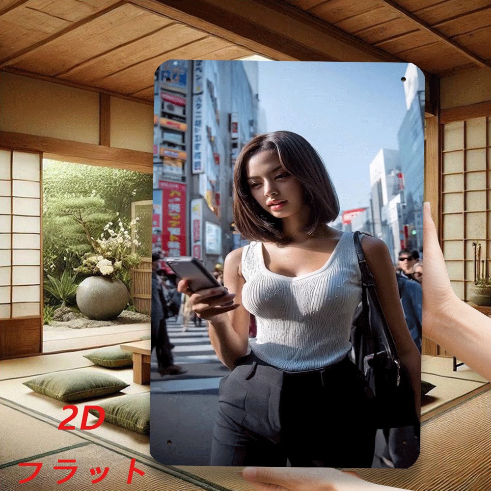 Urban Street Fashion Photography - ป้ายโลหะสไตล์เรโทร แฟชั่นคนเมือง ภาพพิมพ์ศิลปะถ่ายภาพสตรีท ตกแต่งผนังบ้านสมัยใหม่ ขนาด 8x12
