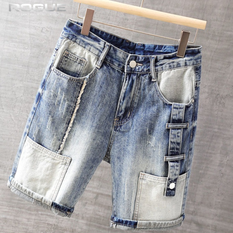 Street Fashion Hip Hop - กางเกงยีนส์ขาสั้นสไตล์เกาหลี ฮิปฮอป สตรีทแฟชั่น ผ้าเดนิมบางเบา สำหรับฤดูร้อน สตรีทแวร์