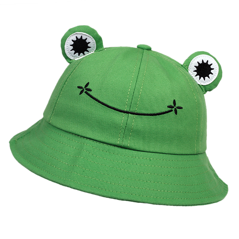 Bucket Hat Embroidered - หมวกบักเก็ตลายกบสุดน่ารักสำหรับผู้หญิง หมวกบักเก็ตสำหรับฤดูร้อน หมวกกันแดดสำหรับกิจกรรมกลางแจ้ง หมวกตกปลา หมวกปานามาผ้าฝ้าย 1