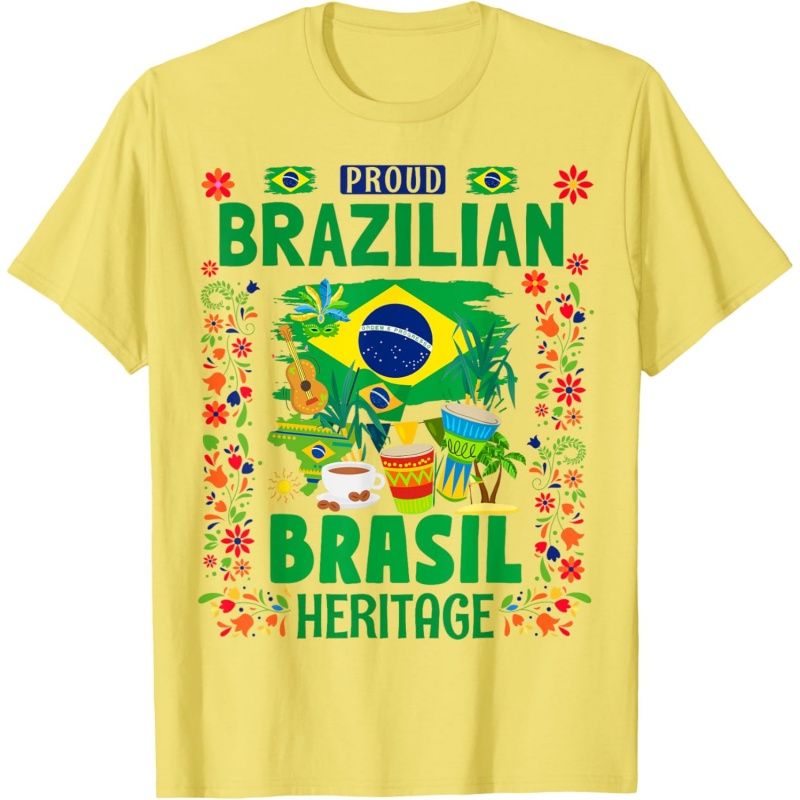 Street Fashion Brazil - เสื้อยืดพิมพ์ลายดนตรีบราซิลแบบ 3 มิติ สำหรับผู้ชาย ลายวันประกาศอิสรภาพ เสื้อยืดแฟชั่นลำลองสไตล์สตรีท