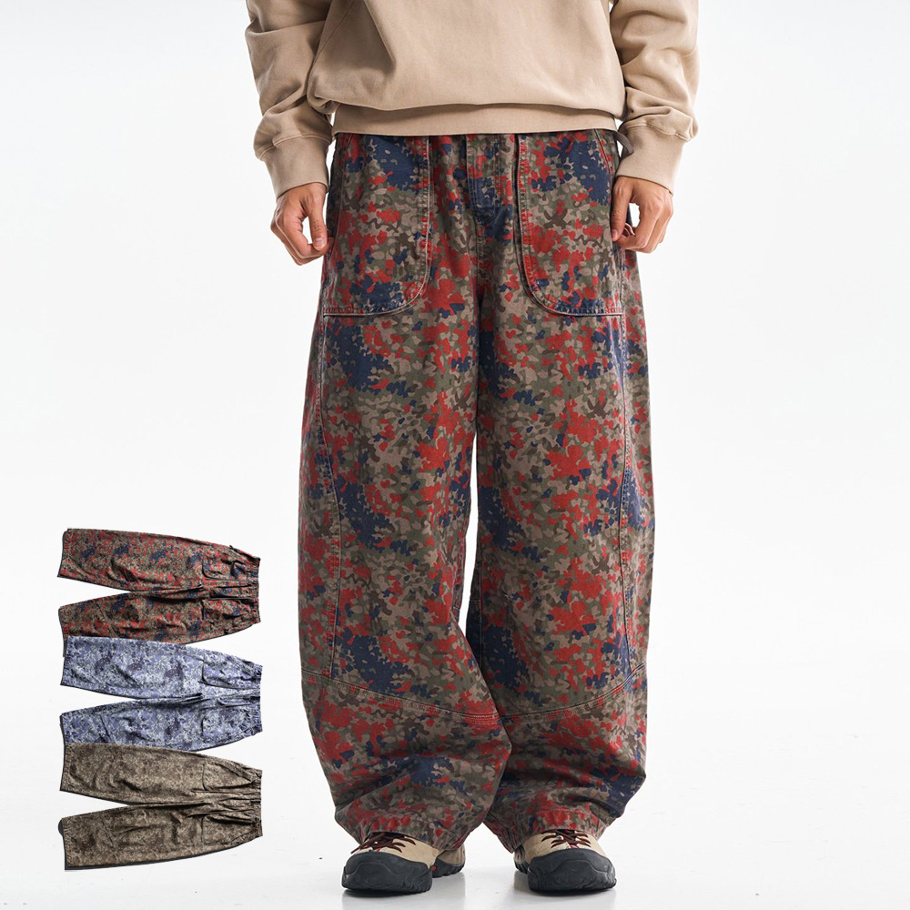 Street Fashion Hip Hop - กางเกงคาร์โก้ผ้าฝ้ายพิมพ์ลายคุณภาพสูง แฟชั่นสตรีทแวร์ฮิปฮอปทรงหลวมสบายๆ ขากว้างทรงแบ็กกี้ สำหรับผู้ชายและผู้หญิง