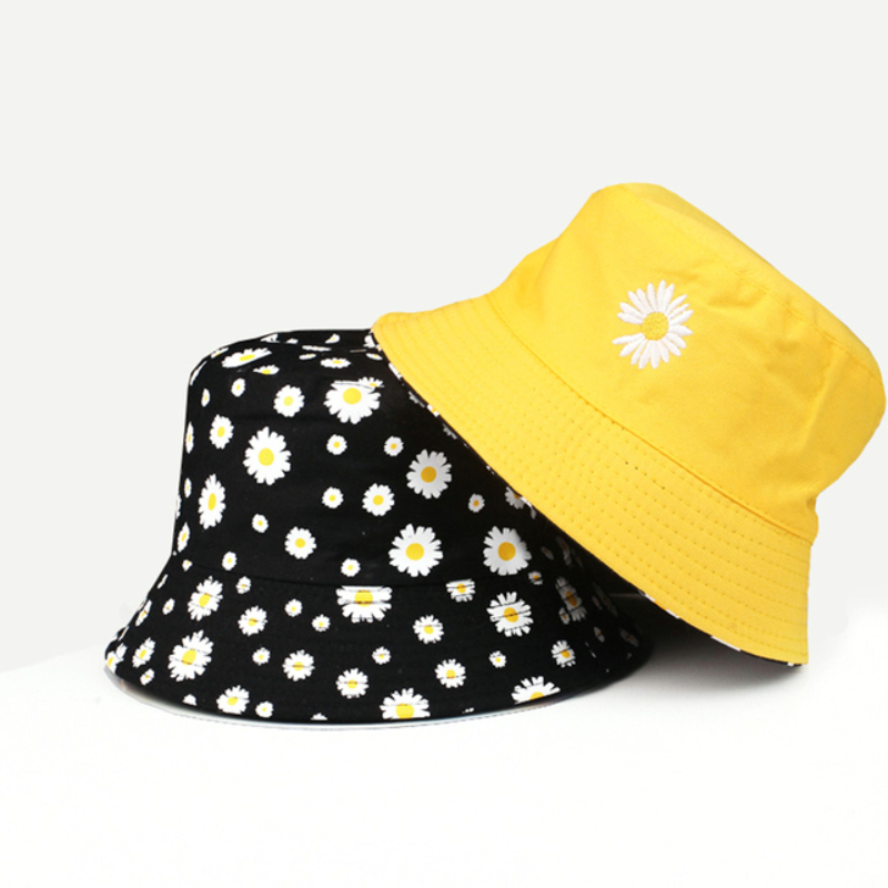 หมวกแก๊ปปีกสองด้านลายดอกเดซี่ส - Bucket Hat Embroidered บทวิจารณ์และราคา