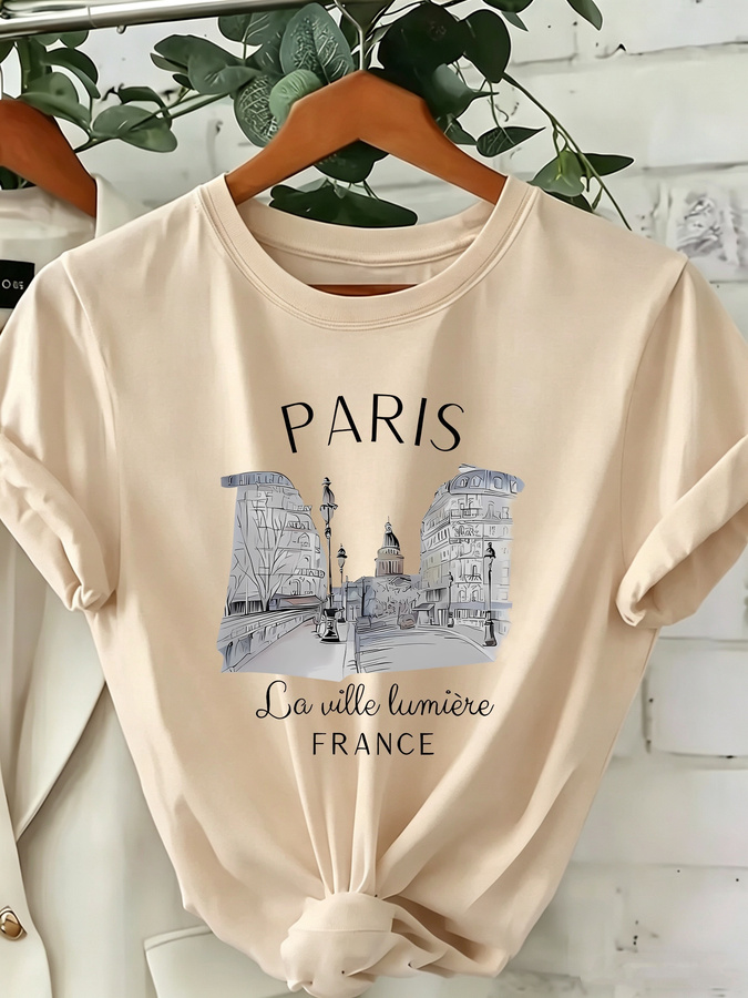 เสื้อยืดคอกลมลายพิมพ์ปารีสสำหร - Street Fashion Paris 2025 บทวิจารณ์และราคา
