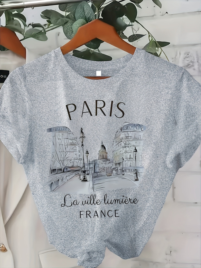 เสื้อยืดคอกลมลายพิมพ์ปารีสสำหร - Street Fashion Paris 2025 บทวิจารณ์และราคา