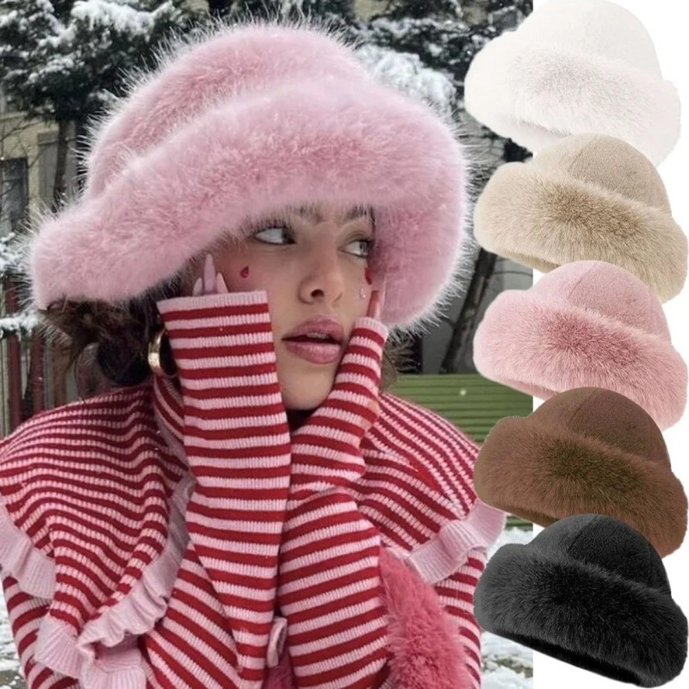 หมวกไหมพรมขนฟูสีพื้นสำหรับฤดูห - Bucket Hat Embroidered บทวิจารณ์และราคา