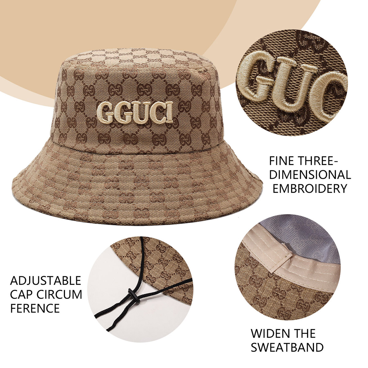 Unisex สีดําและสีขาวปักตัวอักษ - Bucket Hat Embroidered บทวิจารณ์และราคา