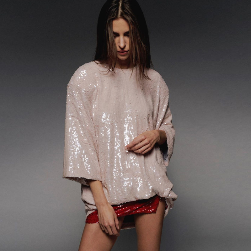 เดรสสั้นแขนกลางประดับเลื่อมสีช - Street Fashion Paris 2025 บทวิจารณ์และราคา